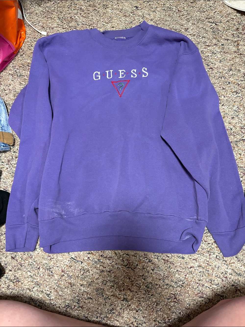 GUESS Purple Logo Crewneck Sweatshirt